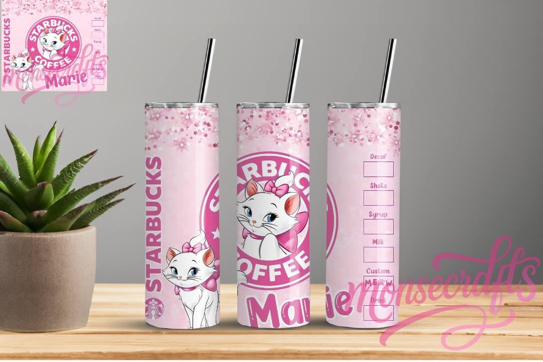Cat Marie Pink Skinny Tumbler 20 OZ