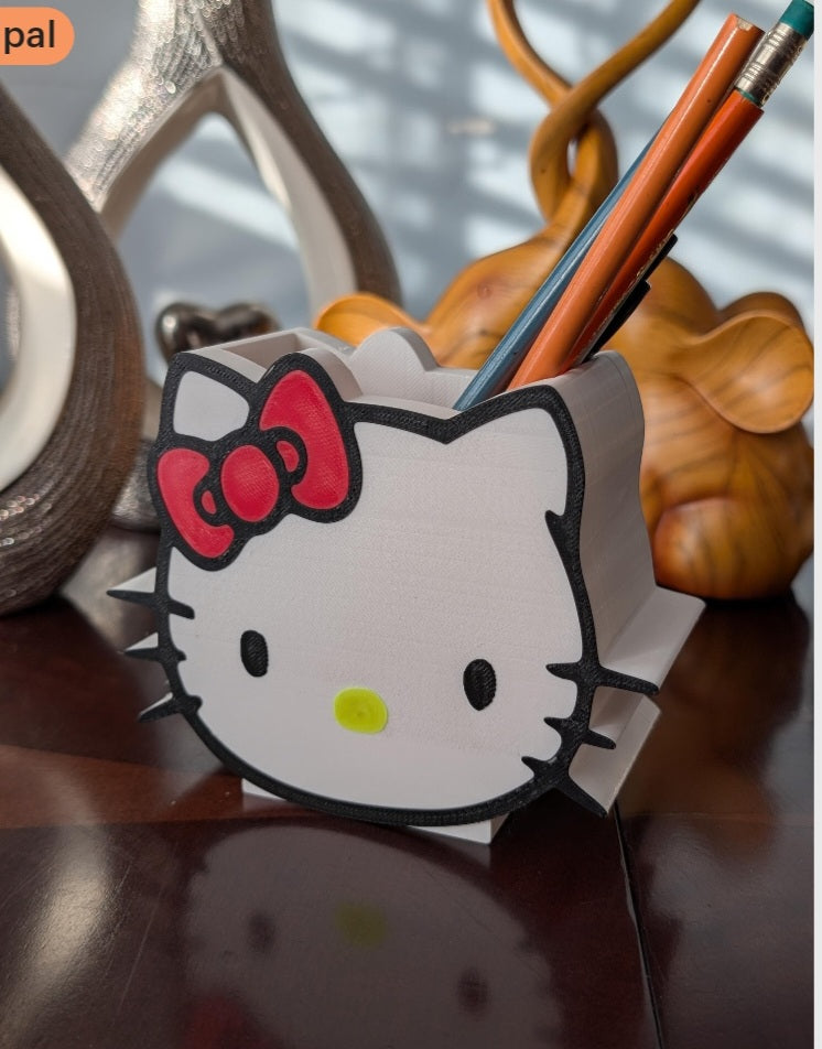 Bow Cat Pencil Holder 3D Printed Organizer