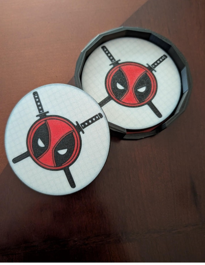 3D Printed Geeky Anti-Hero Coaster Set with Holder