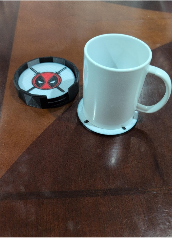 3D Printed Geeky Anti-Hero Coaster Set with Holder