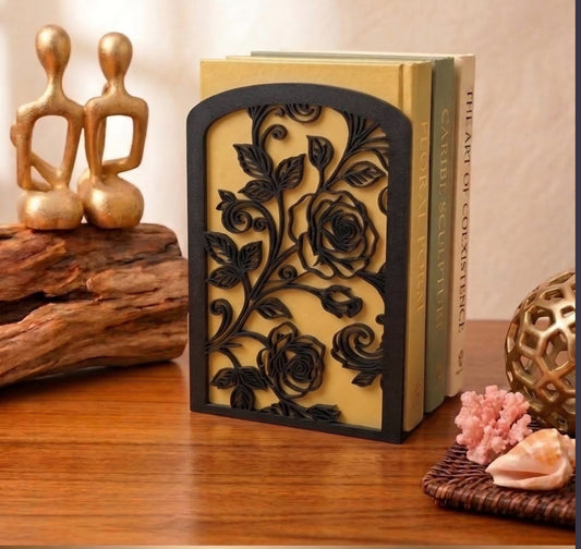 Floral Rose Bookend | 3D Printed Decorative Bookshelf Support