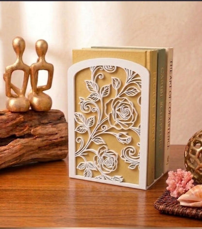 Floral Rose Bookend | 3D Printed Decorative Bookshelf Support