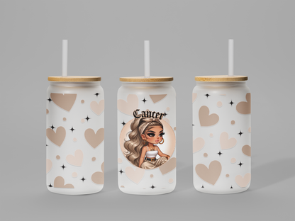 Glass Can Frosted 18 OZ (Zodiac Chicana)