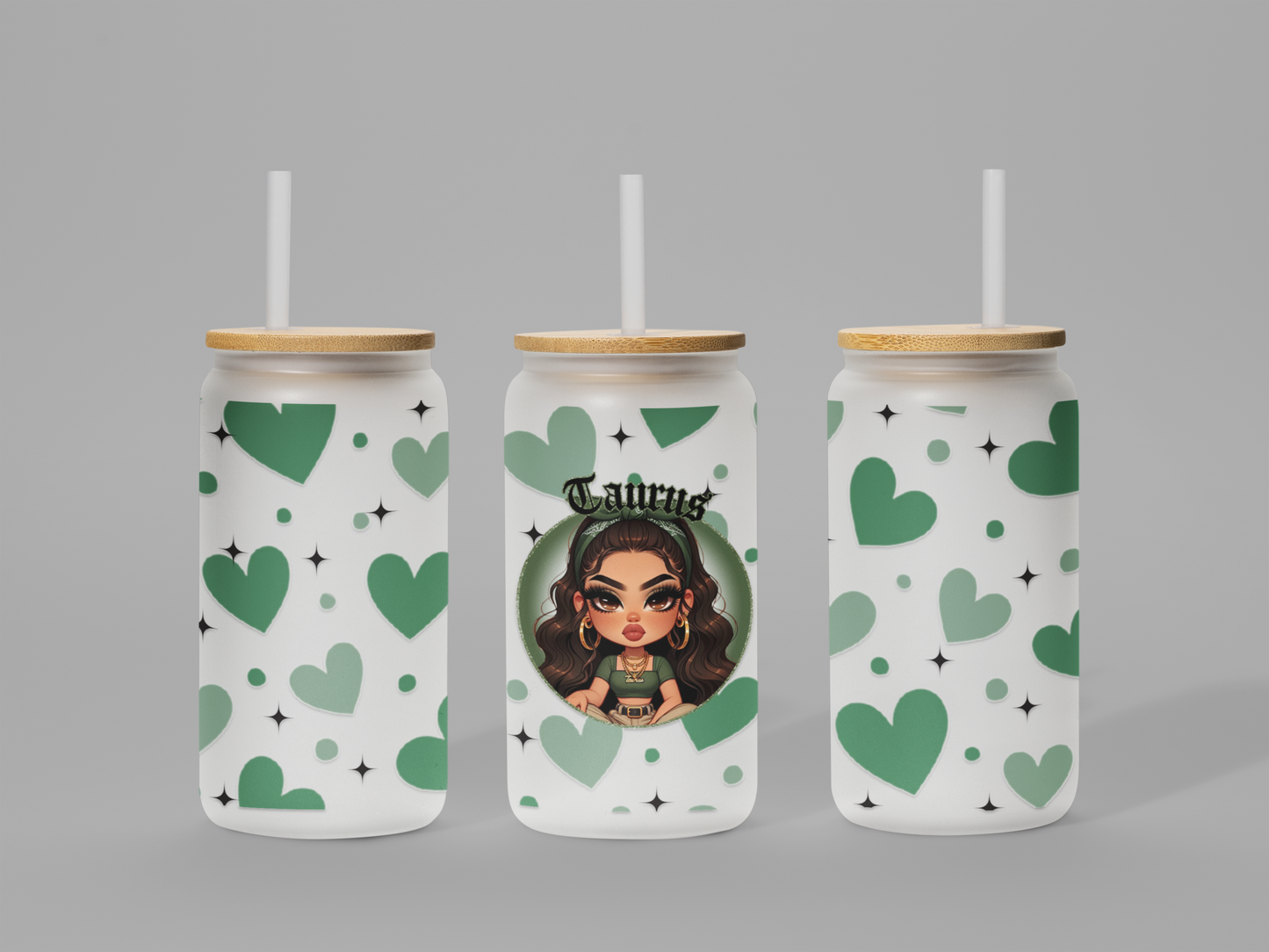 Glass Can Frosted 18 OZ (Zodiac Chicana)