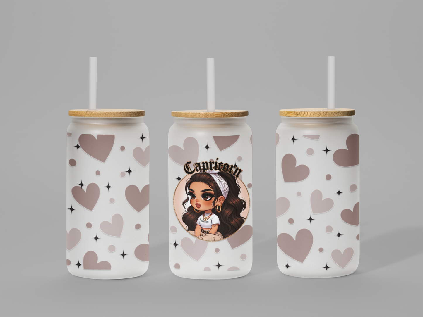 Glass Can Frosted 18 OZ (Zodiac Chicana)