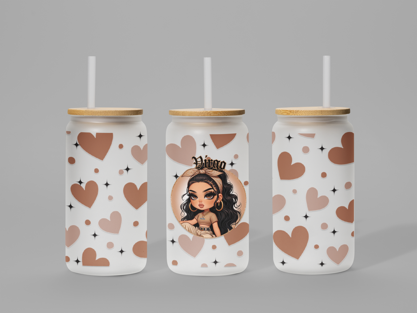 Glass Can Frosted 18 OZ (Zodiac Chicana)