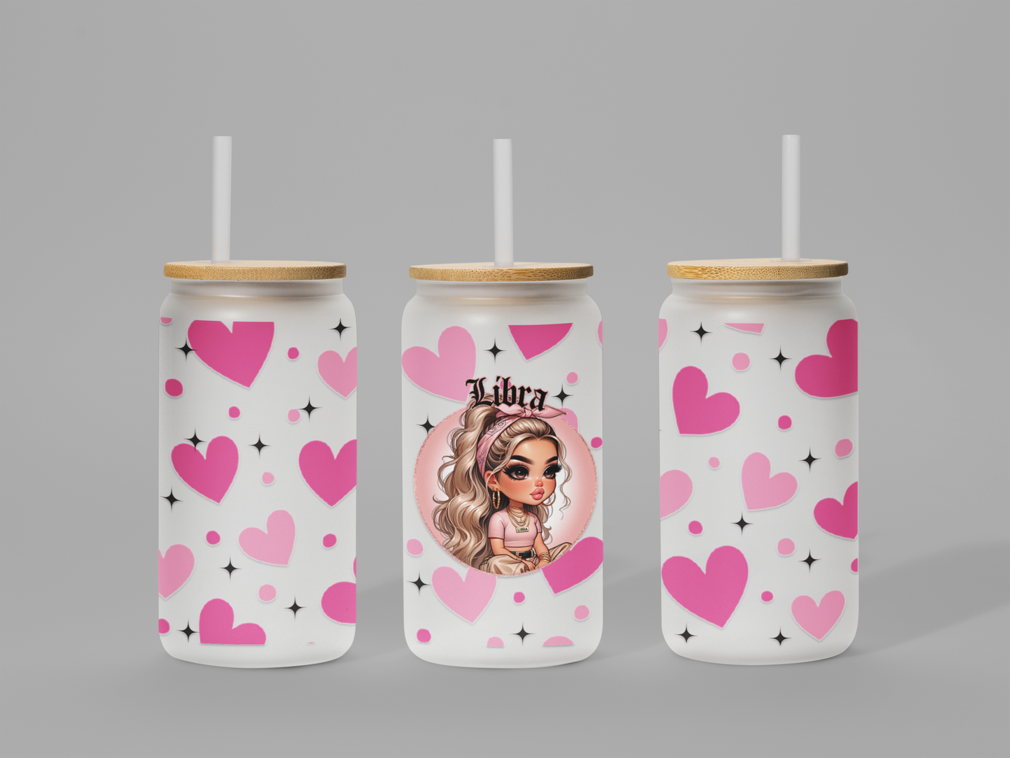 Glass Can Frosted 18 OZ (Zodiac Chicana)