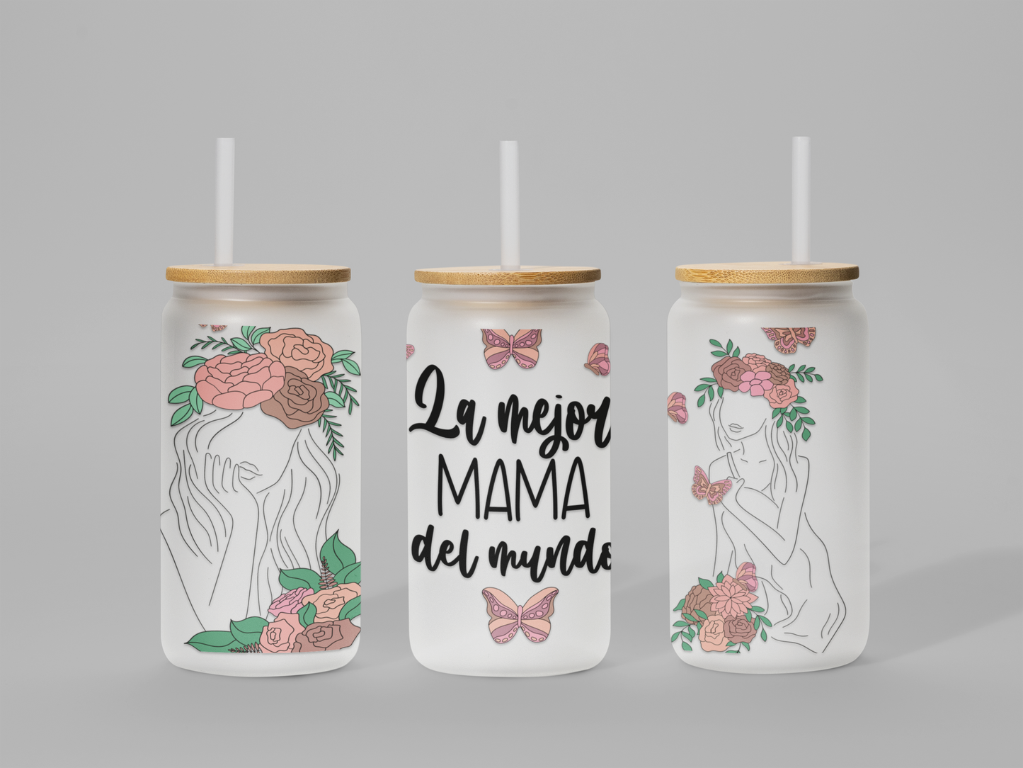 La Mejor Madre del Mundo Frosted Glass Can – 18 oz | Modern & Stylish Drinkware