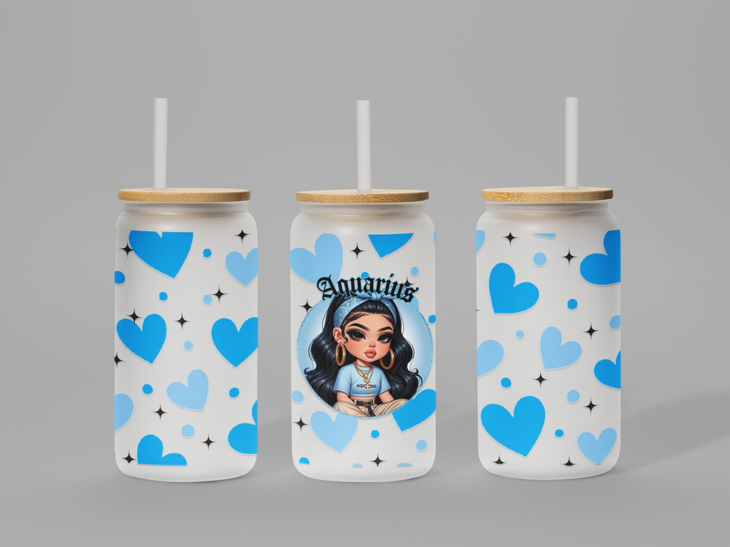 Glass Can Frosted 18 OZ (Zodiac Chicana)