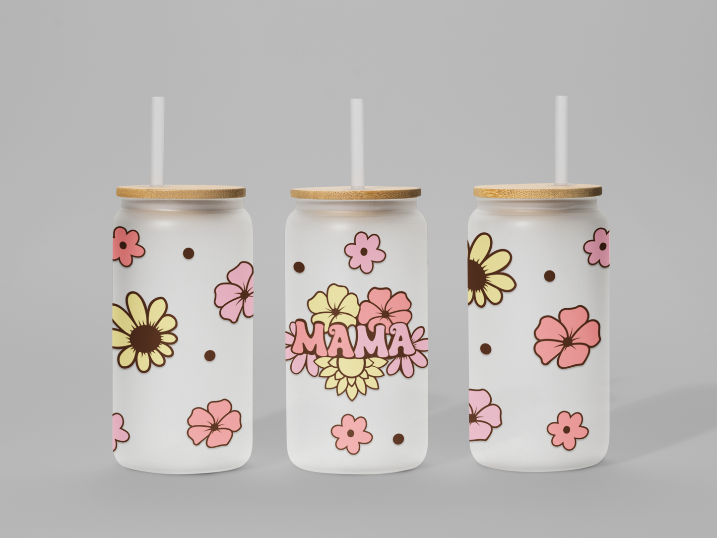 "MAMA" Frosted Glass Can – 18 oz| personalized Gift