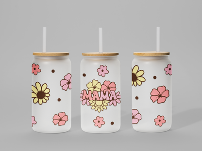 "MAMA" Frosted Glass Can – 18 oz| personalized Gift