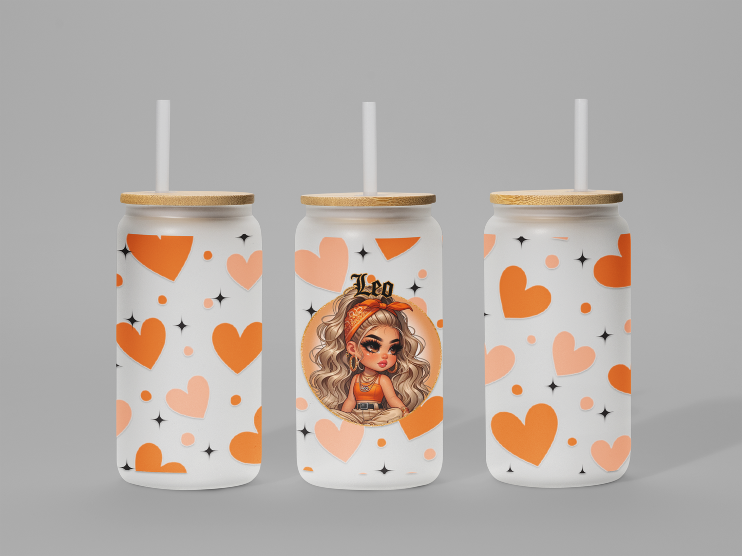 Glass Can Frosted 18 OZ (Zodiac Chicana)