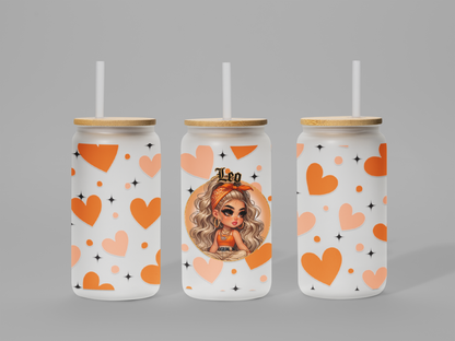 Glass Can Frosted 18 OZ (Zodiac Chicana)