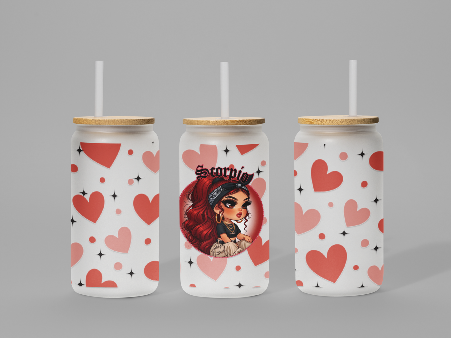 Glass Can Frosted 18 OZ (Zodiac Chicana)