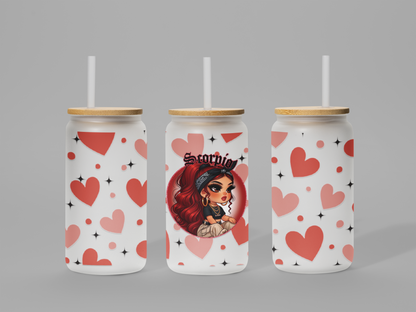 Glass Can Frosted 18 OZ (Zodiac Chicana)