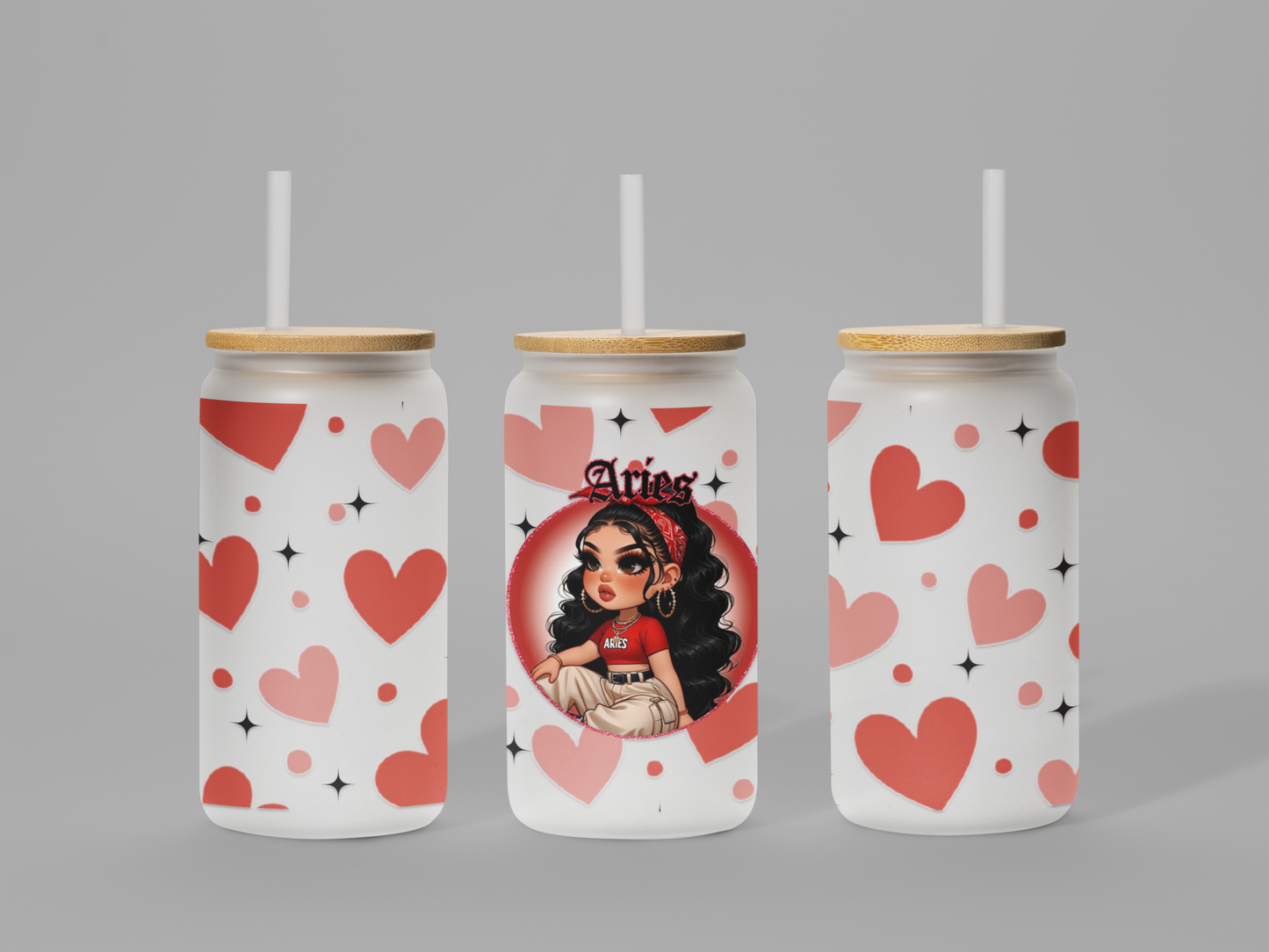 Glass Can Frosted 18 OZ (Zodiac Chicana)