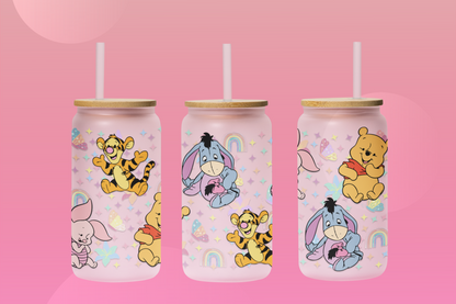 Pooh glass can 18 oz frosted
