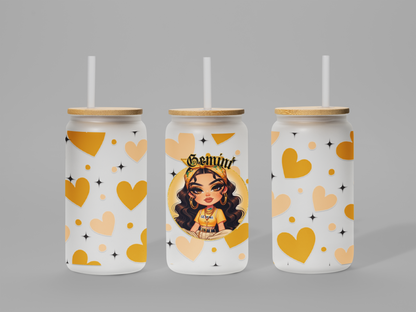 Glass Can Frosted 18 OZ (Zodiac Chicana)