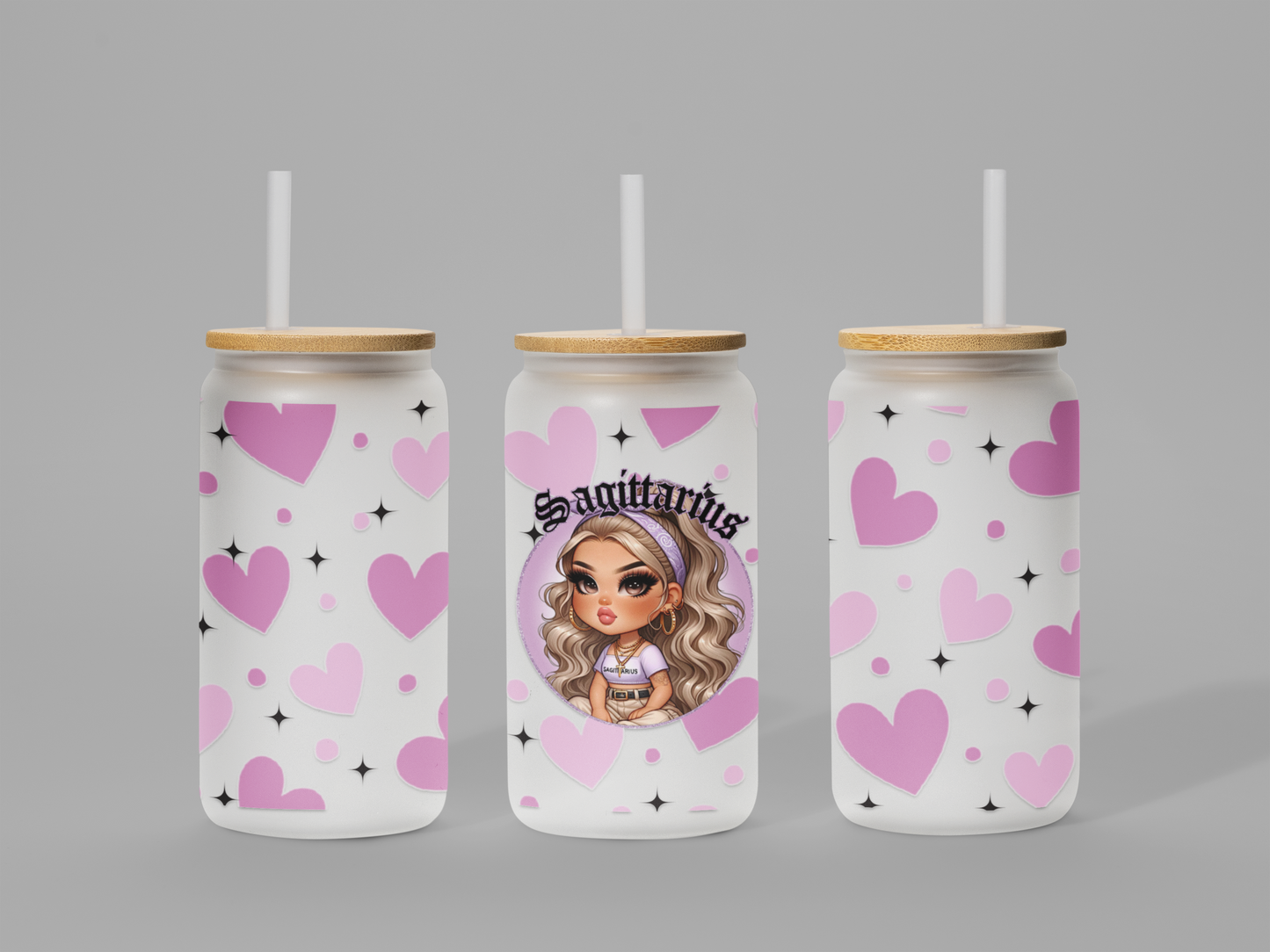 Glass Can Frosted 18 OZ (Zodiac Chicana)