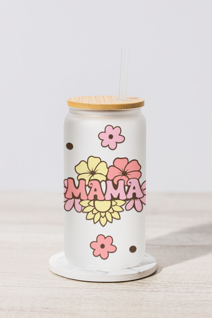 "MAMA" Frosted Glass Can – 18 oz| personalized Gift