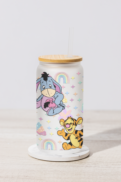 Pooh glass can 18 oz frosted