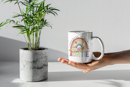 Rainbow Floral Mom Mug – 11 oz & 15 oz | Mama | Grandma | Auntie | Nana