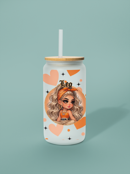 Glass Can Frosted 18 OZ (Zodiac Chicana)