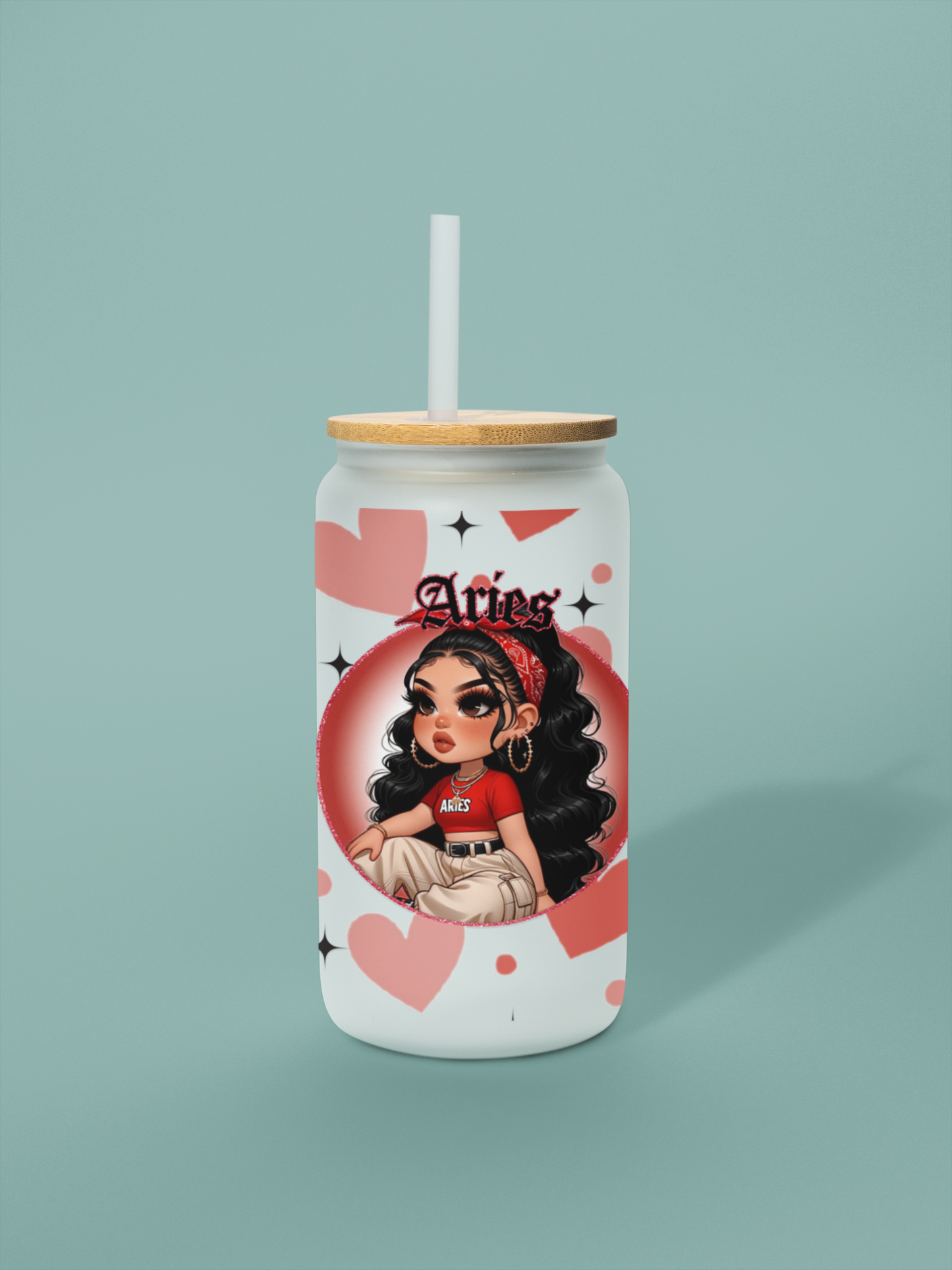 Glass Can Frosted 18 OZ (Zodiac Chicana)