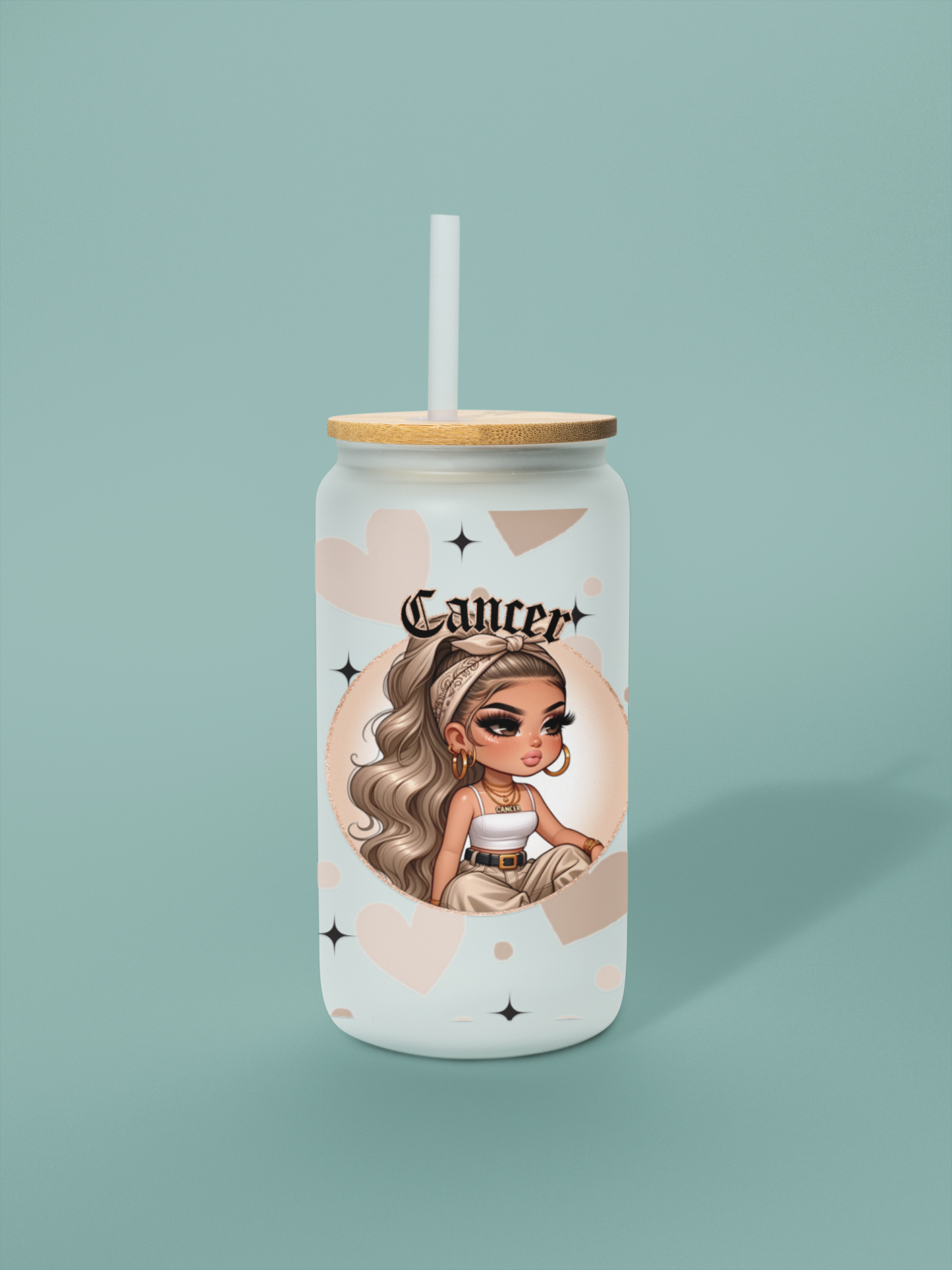 Glass Can Frosted 18 OZ (Zodiac Chicana)