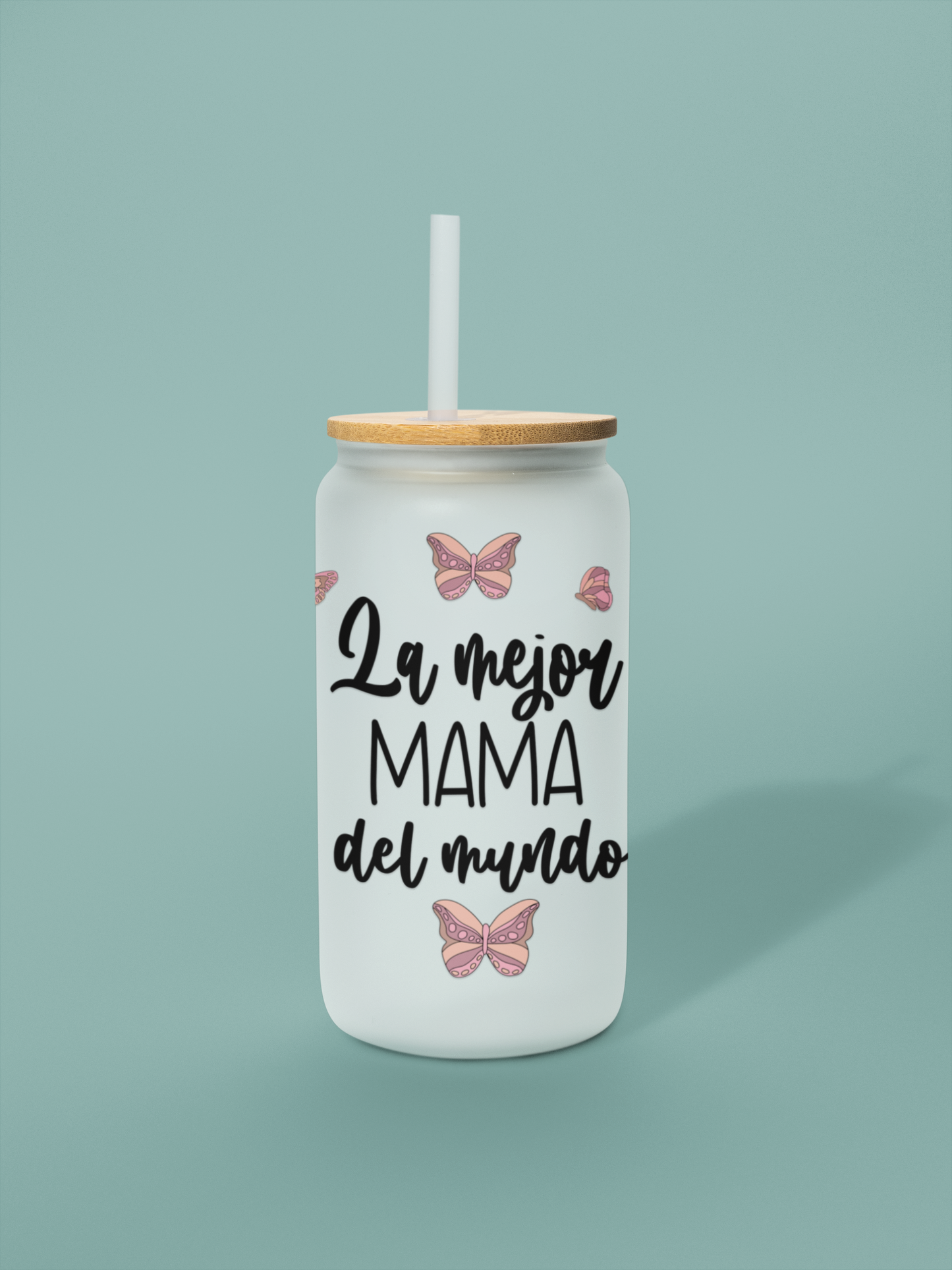 La Mejor Madre del Mundo Frosted Glass Can – 18 oz | Modern & Stylish Drinkware