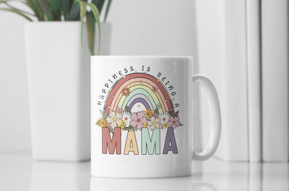 Rainbow Floral Mom Mug – 11 oz & 15 oz | Mama | Grandma | Auntie | Nana