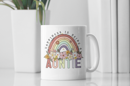 Rainbow Floral Mom Mug – 11 oz & 15 oz | Mama | Grandma | Auntie | Nana
