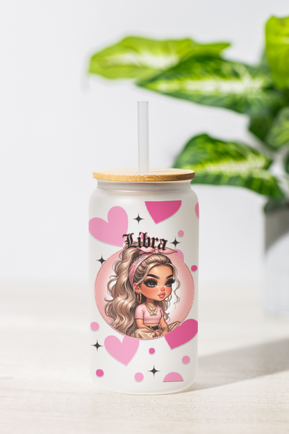 Glass Can Frosted 18 OZ (Zodiac Chicana)