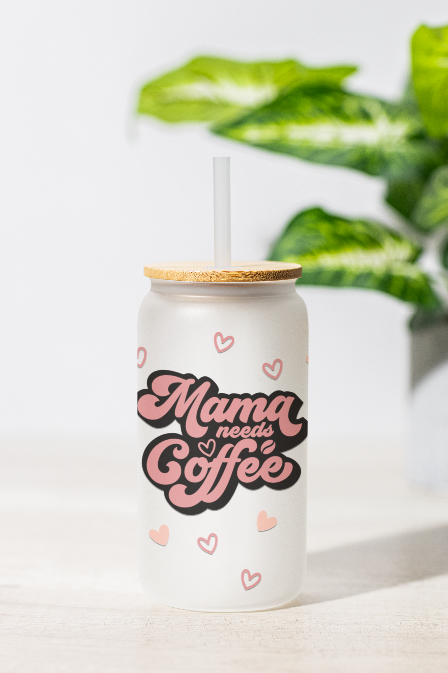 "Mama needs Coffee" Frosted Glass Can – 18 oz |