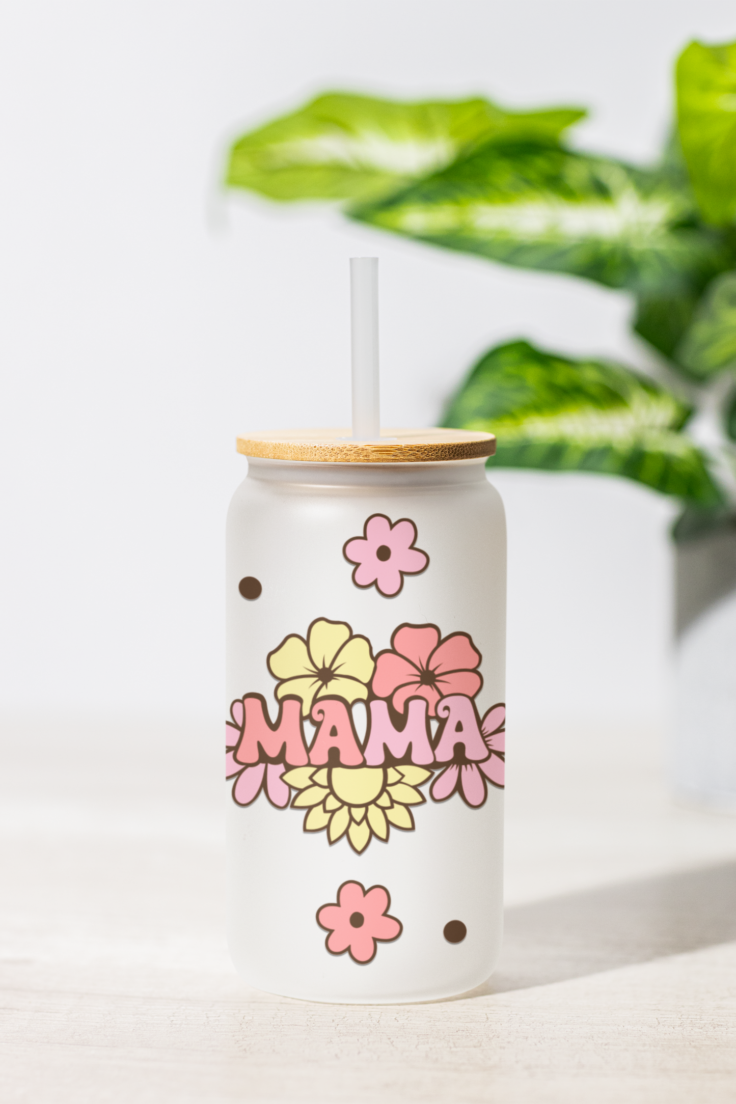 "MAMA" Frosted Glass Can – 18 oz| personalized Gift