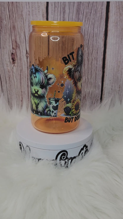 Cow Holographic glass can 16 oz | perfect for gift | holographic desing